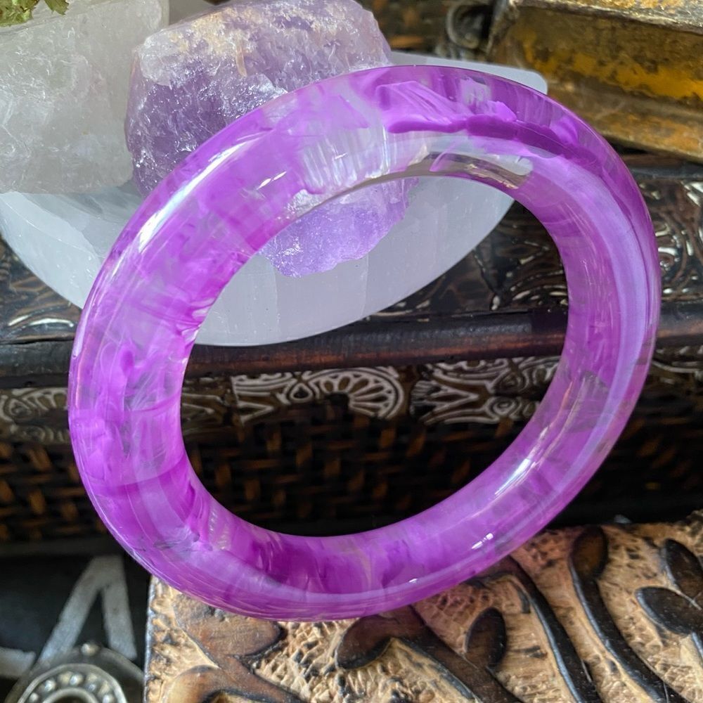 Resin Purple Marbled Bangle 7.25”